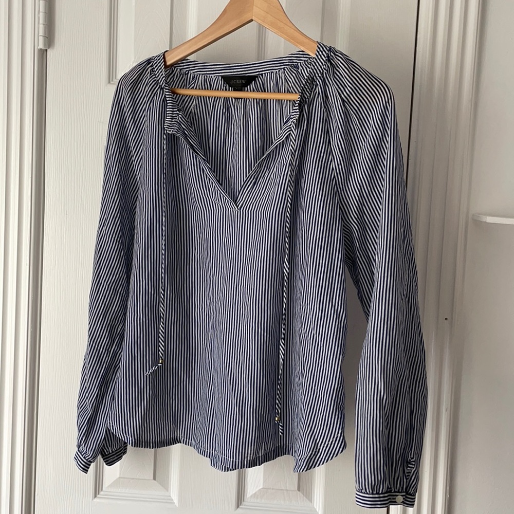 J Crew Striped Long Sleeve Blouse